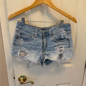 American Eagle Outfitters Light Blue Ripped Jean Shorts